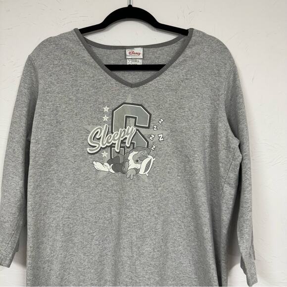 Disney Sleepy Seven Dwarfs Grey Sleep Shirt Nightgown Womens L Casual Comfy - Picture 2 of 9
